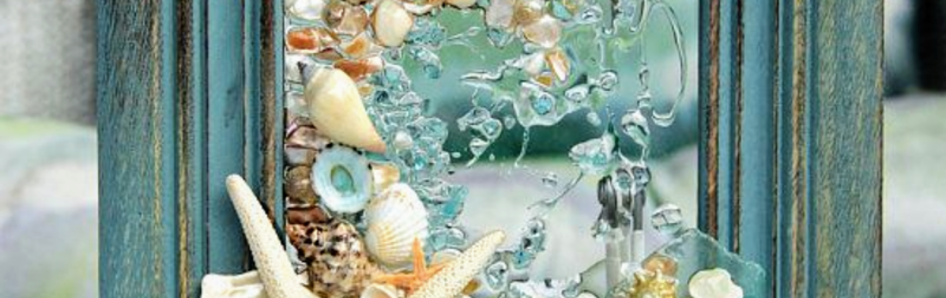 Image of 8x10 frame filled with beach treasures in clear resin
