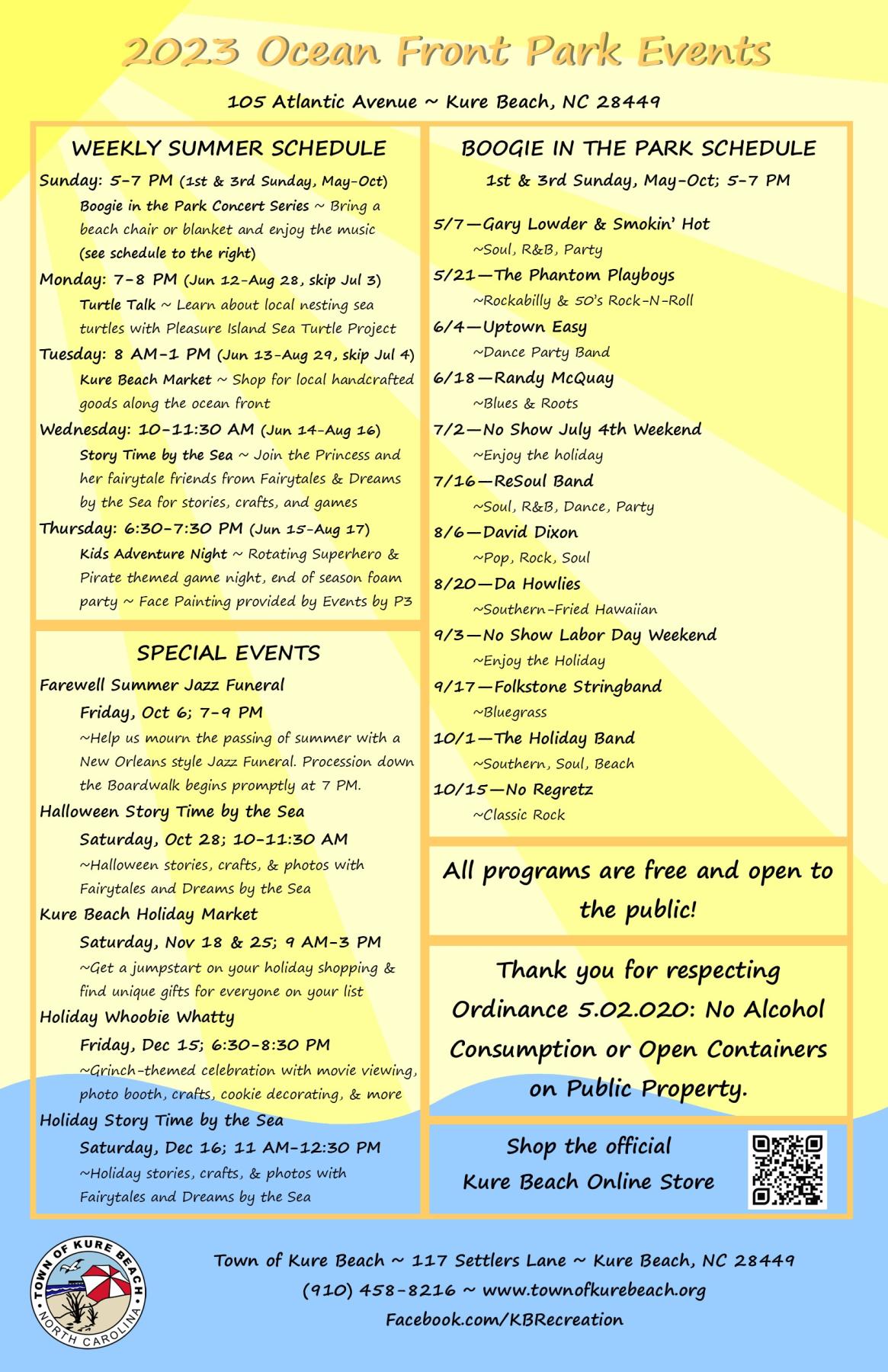 BOOGIE IN THE PARK KICKS OFF THIS SUNDAY, MAY 7TH Town of Kure Beach, NC
