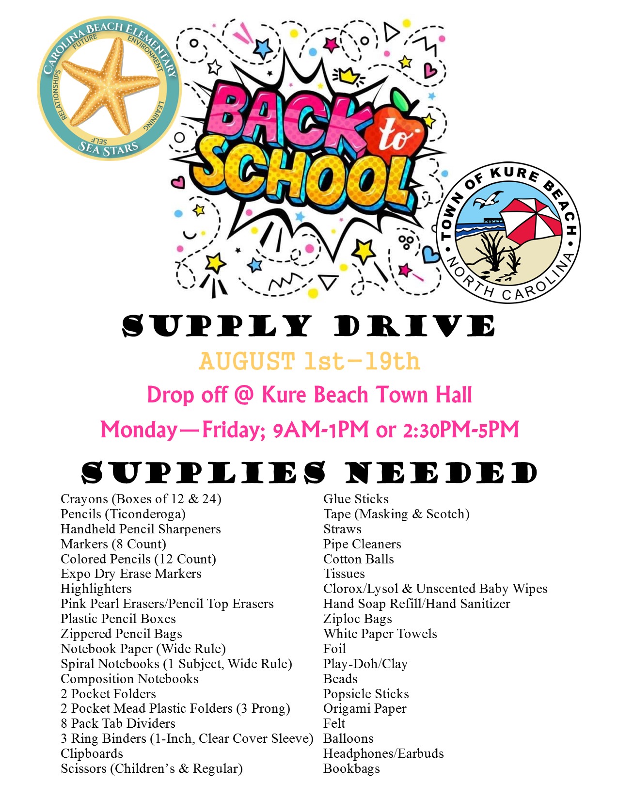 Back to School Supply Drive Details