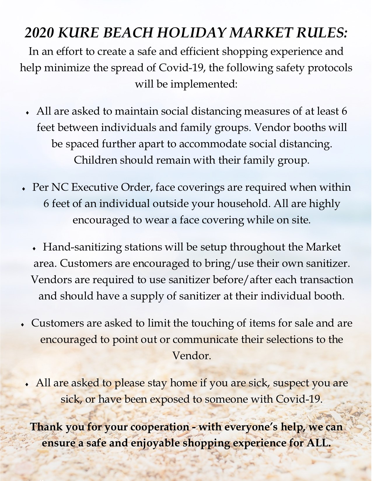 Holiday Market Rules Holiday Market Rules