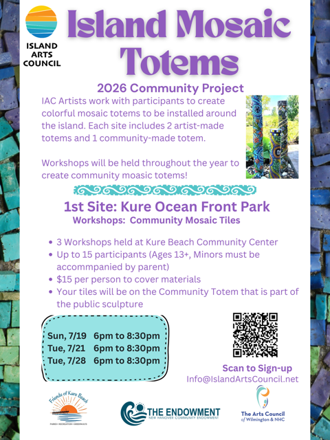 Island Arts Council Mosaic Totem workshop information