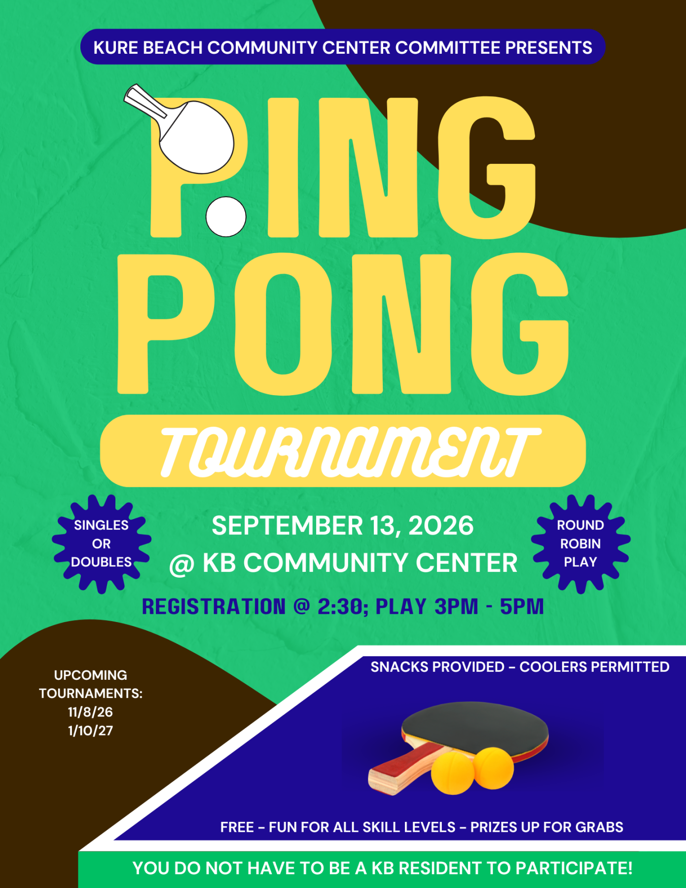 Ping pong tournament details